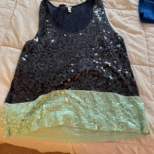 J Crew Medium Color Block Sequin Top